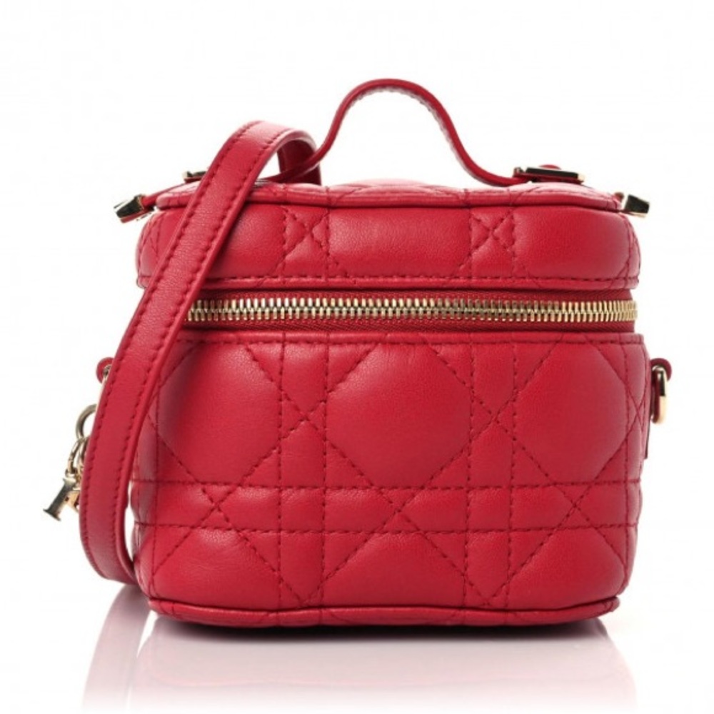 SOLD! CHRISTIAN DIOR
Lambskin Cannage Micro Vanity Case - Poppy Red